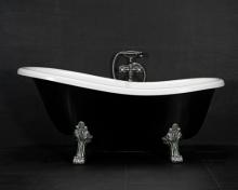 Westerbergs Victoria 167 sort/hvid fritst�ende badekar m/l�vef�dder i krom