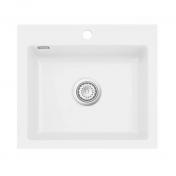 Lavabo Mera 57 porcelænskøkkenvask - Mat hvid/Krom afløb