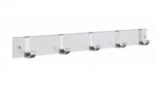 Beslagsboden knager�kke m/5 knager - Mat hvid/aluminium