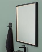 Cass�e Milano spejl m/sort ramme og LED - 80x120 cm - Vendbart