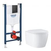 Grohe Start Round toiletpakke inkl. sæde, cisterne og mat sort betjening