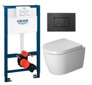 Duravit Me by Starck Compact Rimless toiletpakke inkl. s�de m/soft-close, mellem cisterne og mat sort betjening