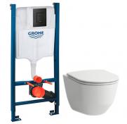 Laufen Pro Rimless toiletpakke inkl. s�de m/soft-close, cisterne og mat sort betjening