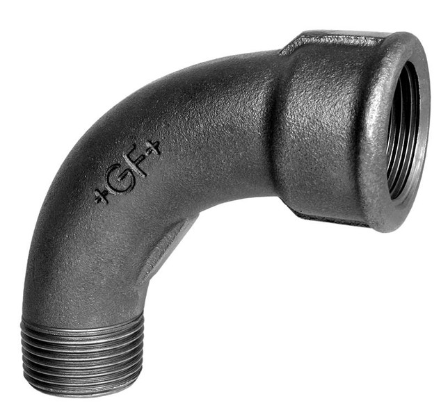 GF Sort b&oslash;jning 90 grader - Muffe/Nippel - 1/2"