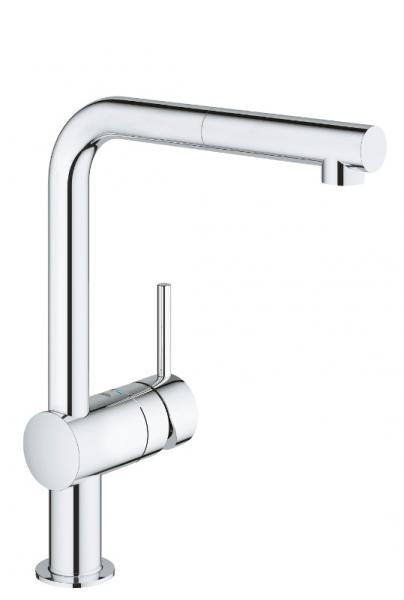 Grohe Minta k&oslash;kkenarmatur m/udtr&aelig;k og L-tud - Krom