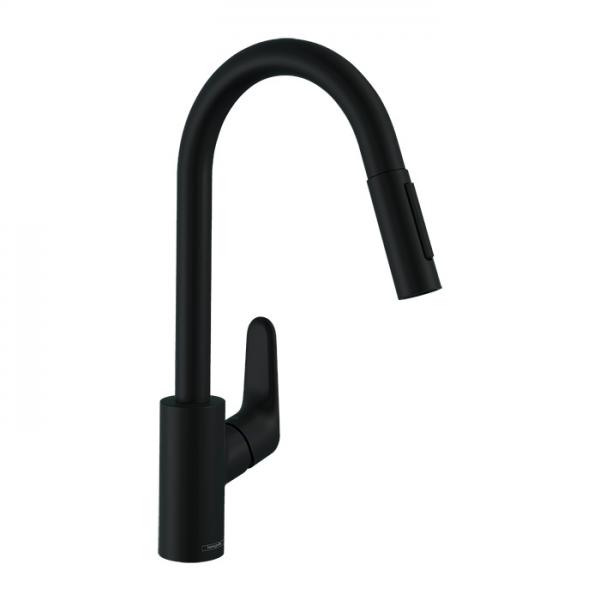 hansgrohe Focus M41 k&oslash;kkenarmatur 240 m/udtr&aelig;k - Mat sort