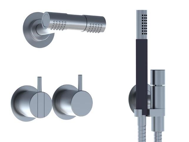 Vola 2471-081D-16 Komplet brusesystem med hoved og h&aring;ndbruser - Krom