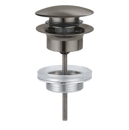 Grohe push-open bundventil 1 1/4 - B&oslash;rstet Hard Graphite