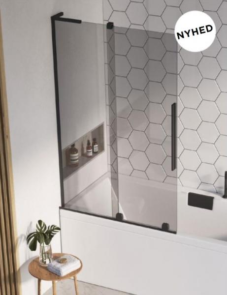 Strømberg Faro 72 badekarvæg m/skydedør - Klar glas/gunmetal Strømberg Faro 72 badekarvæg m/skydedør - Klar glas/gunmetal