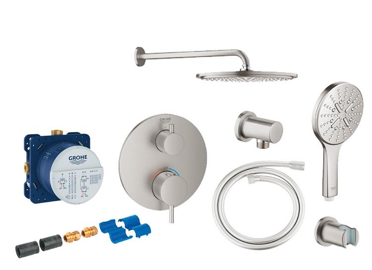 Grohe Atrio Rainshower 310 komplet brusesystem til indbygning m/SmartActive h&aring;ndbrus - Steel