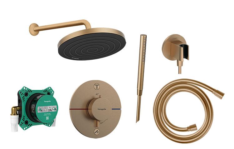 hansgrohe ShowerSelect Comfort S komplet brusesystem til indbygning - B&oslash;rstet bronze