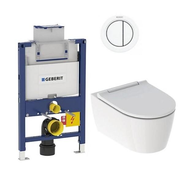 Geberit ONE toiletpakke inkl. lav cisterne, hvid betjening og s&aelig;de m/soft-close