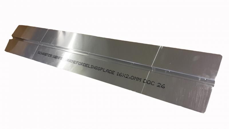 Varmefordelingsplade 16mm - 1150x180 mm s&oslash;mfri Alu