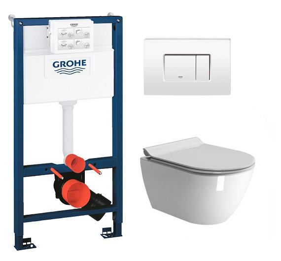 GSI Pura kompakt RIMless toiletpakke inkl. s&aelig;de m/soft-close, mellem cisterne og hvid betjening