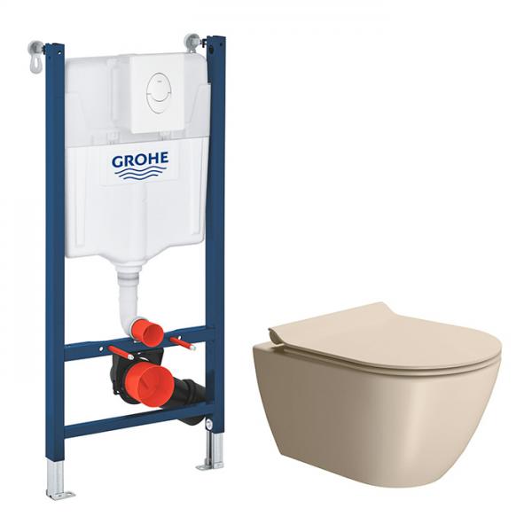 GSI Pura Creta 50 toiletpakke inkl. s&aelig;de m. softclose, cisterne og hvid betjening