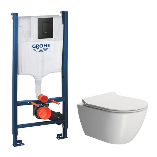 GSI Pura mat hvid 50 toiletpakke inkl. s&aelig;de m. softclose, cisterne og mat sort betjening