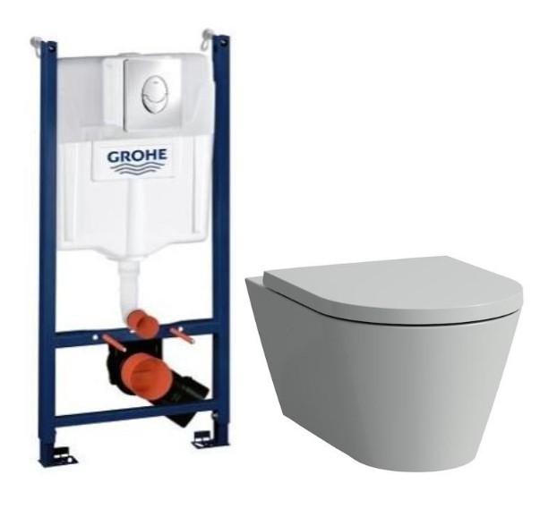 Laufen Kartell Rimless toiletpakke inkl. s&aelig;de m/soft-close, cisterne og krom betjening