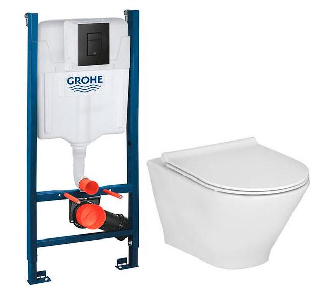 Laufen Roca Gap round RIMless toiletpakke inkl. s&aelig;de m/softclose, cisterne og mat sort betjening
