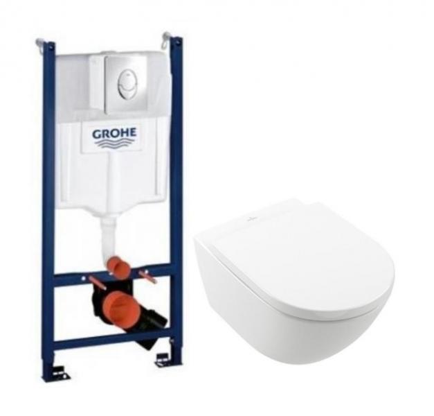 V&B Subway 3.0 m/CeramicPlus og TwistFlush toiletpakke inkl. s&aelig;de m/soft-close, cisterne og krom betjening