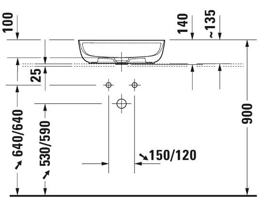 Duravit Luv 50 fritst&aring;ende bowlevask - 1 hanehul - Mat hvid