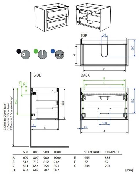Hafa Grace 100 underskab - Hvid mat rammefront Hafa Grace 100 underskab - Hvid mat rammefront