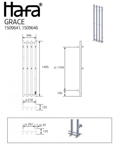 Hafa Grace håndklædetørrer - 34x140 cm - Mat Sort Hafa Grace håndklædetørrer - 34x140 cm - Mat Sort