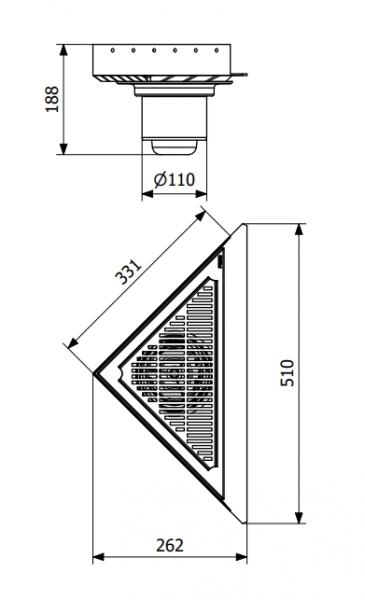 PURUS Corner gulvafl&oslash;b, sampak &Oslash;110 mm lodret med vandl&aring;s