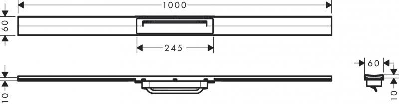 Hansgrohe RainDrain Flex kappes&aelig;t frit i gulv - 100 cm - Mat sort