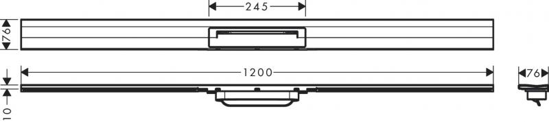 Hansgrohe RainDrain Flex afl&oslash;b (kan afkortes) t/bagv&aelig;g - 120 - Mat sort