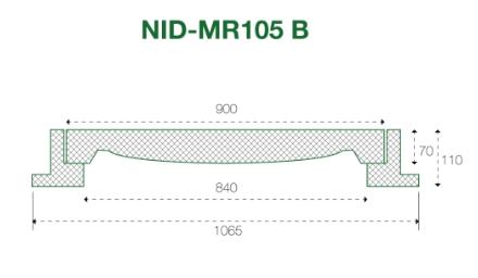 NID 800 mm karm/d&aelig;ksel, rund, fast, 12,5 t, komposit
