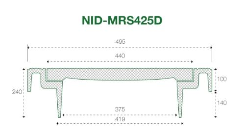 NID 425 mm karm/d&aelig;ksel m/l&aring;s, firkantet, fast, 40 t, komposit