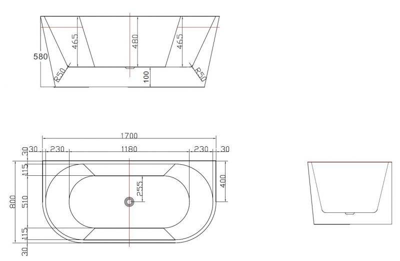 Ideavit Alexa back-to-wall badekar 1700 x 800 mm Ideavit Alexa back-to-wall badekar 1700 x 800 mm