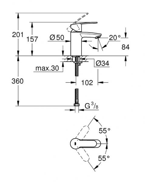 Grohe Eurostyle Cosmopolitan h&aring;ndvaskarmatur m/EcoJoy - Krom
