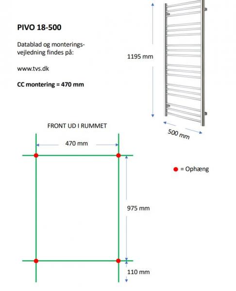 TVS Pivo 18 h&aring;ndkl&aelig;det&oslash;rrer - 50x120 cm - Sort
