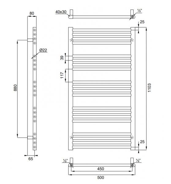Kriss Space h&aring;ndkl&aelig;det&oslash;rrer - 50x111 cm - Mat sort
