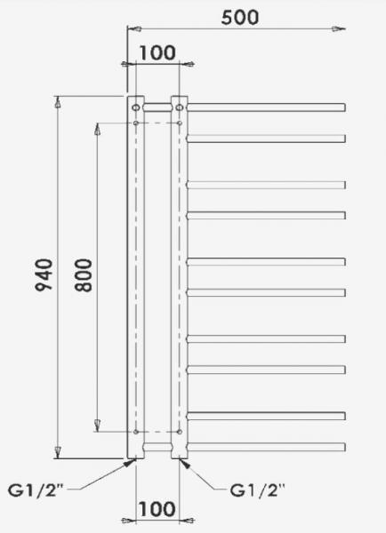 Strømberg Mileto el-håndklædetørrer - 50x94 cm - Antracit Strømberg Mileto el-håndklædetørrer - 50x94 cm - Antracit
