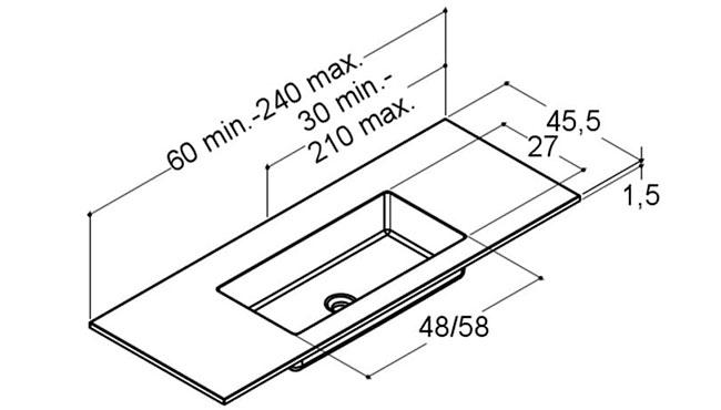 Dansani YOU Vask Minore specialm&aring;l B180-199 cm D45,5 hvid mat