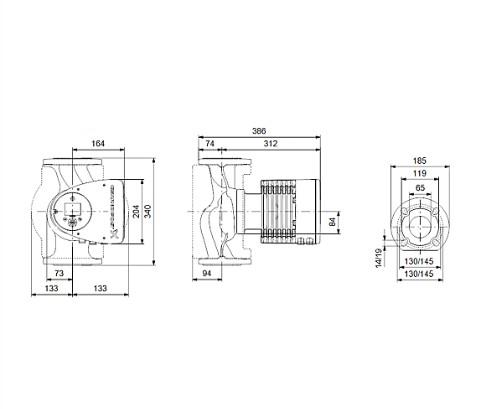 Grundfos MAGNA3 65-60 F cirkulationspumpe 340 mm Grundfos MAGNA3 65-60 F cirkulationspumpe 340 mm