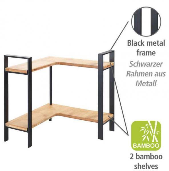 Wenko Lou hjørnereol t/køkkenbord - Sort/bambus Wenko Lou hjørnereol t/køkkenbord - Sort/bambus