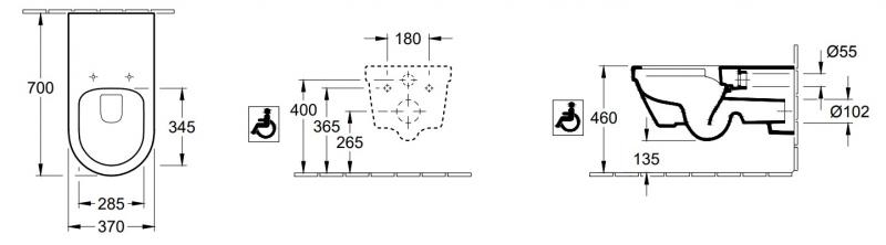 Villeroy & Boch ViCare Rimless væghængt toilet - Hvid Villeroy & Boch ViCare Rimless væghængt toilet - Hvid
