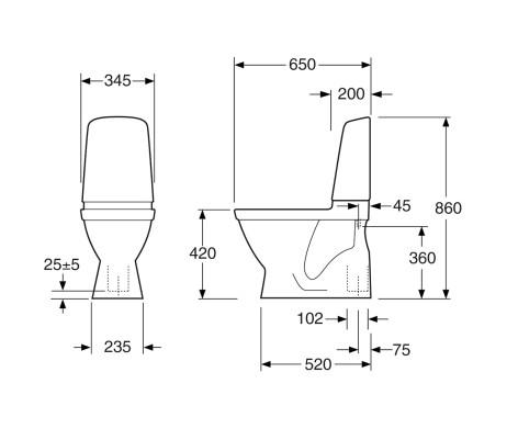 Gustavsberg Nautic 1500 toilet m/Hygienic Flush, C+ og sæde Gustavsberg Nautic 1500 toilet m/Hygienic Flush, C+ og sæde