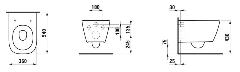 Laufen MEDA rimless væghængt toilet m/Silent Flush Laufen MEDA rimless væghængt toilet m/Silent Flush