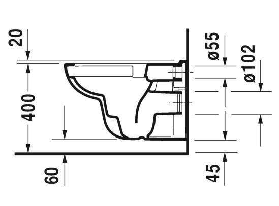 Duravit D-Code væghængt toilet m/RIMless og sæde m/softclose Duravit D-Code væghængt toilet m/RIMless og sæde m/softclose