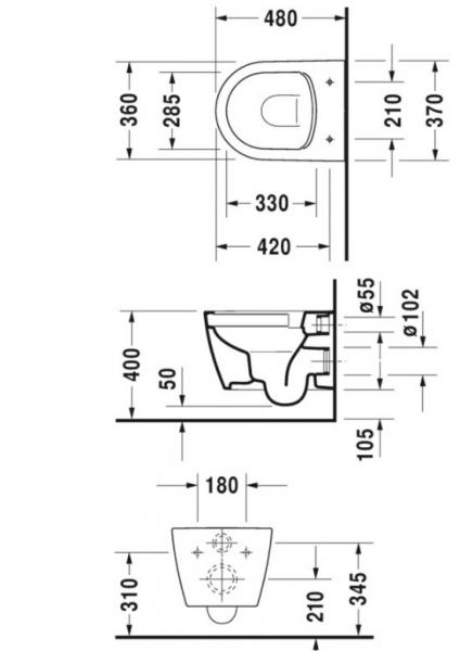 Duravit Me by Starck Compact Rimless væghængt toilet inkl sæde m/softclose Duravit Me by Starck Compact Rimless væghængt toilet inkl sæde m/softclose
