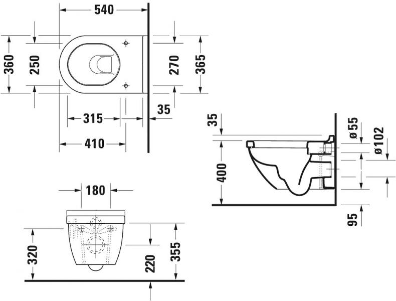Duravit Starck 3 Rimless væghængt toilet m/wondergliss Duravit Starck 3 Rimless væghængt toilet m/wondergliss
