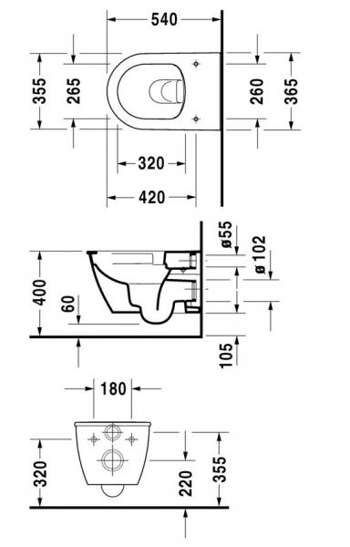 Duravit Darling New Rimless v&aelig;gh&aelig;ngt toilet m/wondergliss