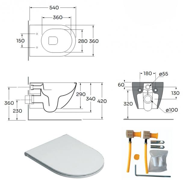 Lavabo Comoda rimless væghængt toilet inkl. EasyClean og sæde m/soft-close - Hvid Lavabo Comoda rimless væghængt toilet inkl. EasyClean og sæde m/soft-close - Hvid