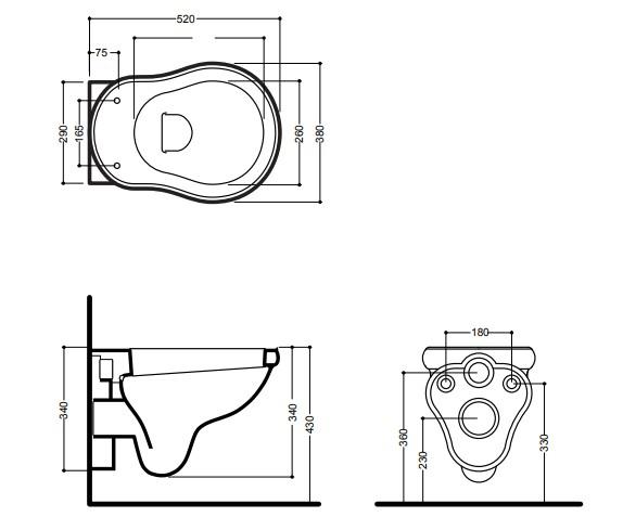 Lavabo Retro væghængt toilet u/sæde - Hvid Lavabo Retro væghængt toilet u/sæde - Hvid