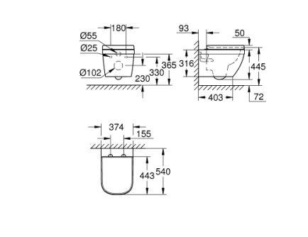 Grohe Euro Ceramic væghængt toilet Rimless inkl sæde m/soft close og quick release Grohe Euro Ceramic væghængt toilet Rimless inkl sæde m/soft close og quick release