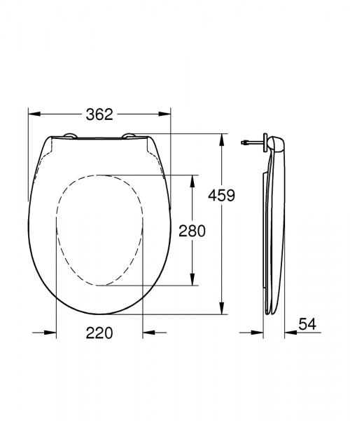 Grohe Bau slim toilets&aelig;de m/ softclose og lift-off